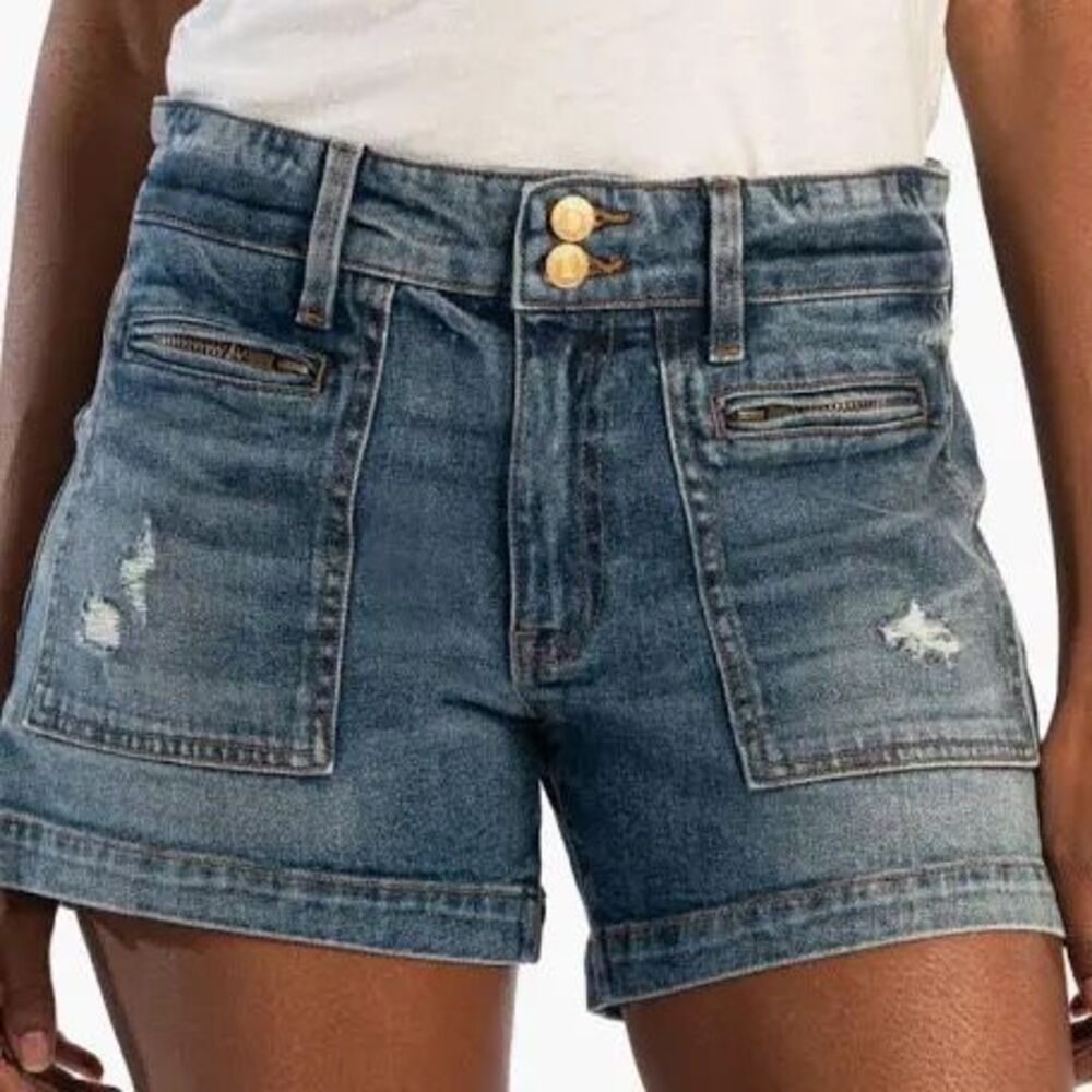 KUT from the Kloth Jane High-Rise Short with Pork Chop Pockets Patch Pocket Jean